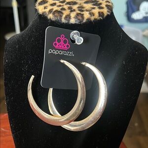 Paparazzi Shimmering Gold Crescent Earrings